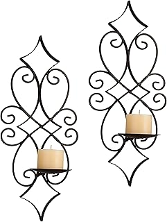 Danya B. Wrought Iron Casablanca Candle Wall Sconce - Set of 2 - Easy to Mount â€“ Black, Contemporary, Modern Home DÃ©cor for up to 3
