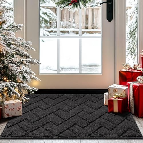 hicorfe Alfombra para entrada interior, tapete para puerta delantera, 20"x31.5", tapete absorbente y resistente a la suciedad, tapetes de