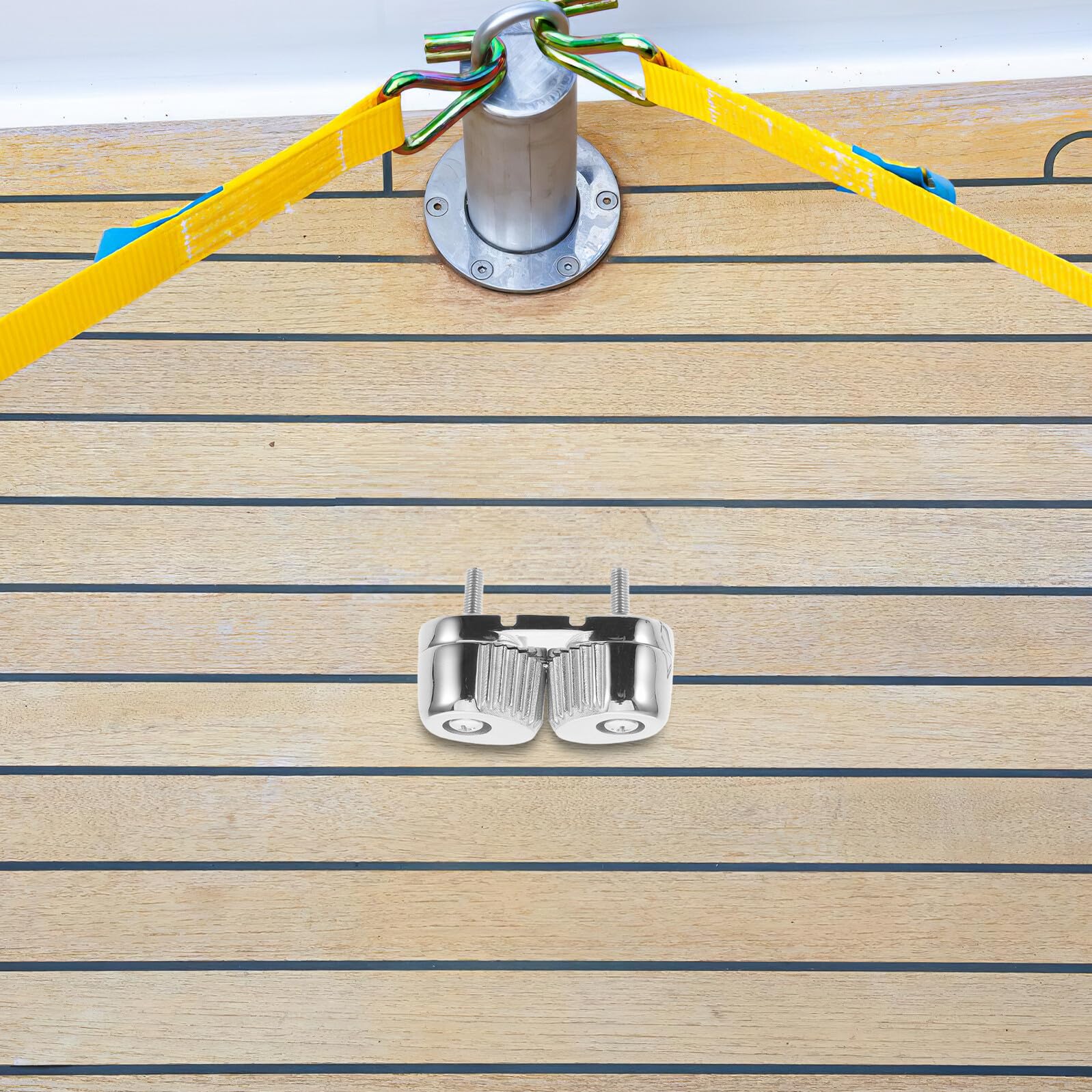 TOYANDONA Morsetto per Corda in Acciaio Inox 316 per Barca a Vela, Strozzascotte Camme con Anello Guida, Resistente alla Corrosione, Facile da Installare, per Funi da 6-12 Mm, Uso Nautico