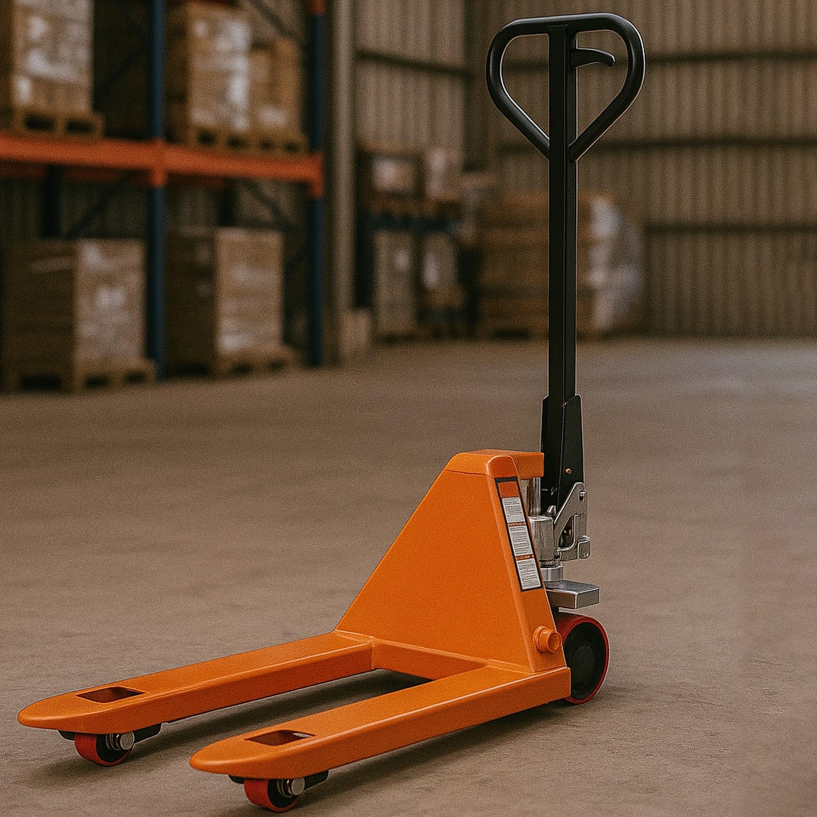 Robuster manueller Palettenwagenheber mit einer Kapazität von 2500 kg, industrieller Handstapler für Lagergebrauch, 55 x 120 cm, langlebig und zuverlässig