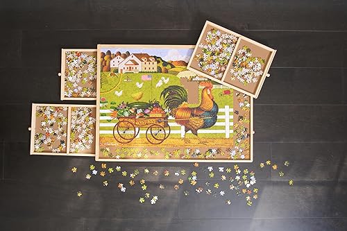 Miniatura 8 de Buffalo Games - Mesa de rompecabezas de madera - Tamaño de 1000 piezas - Accesorio de rompecabezas - Cajones de almacenamiento con divisores para