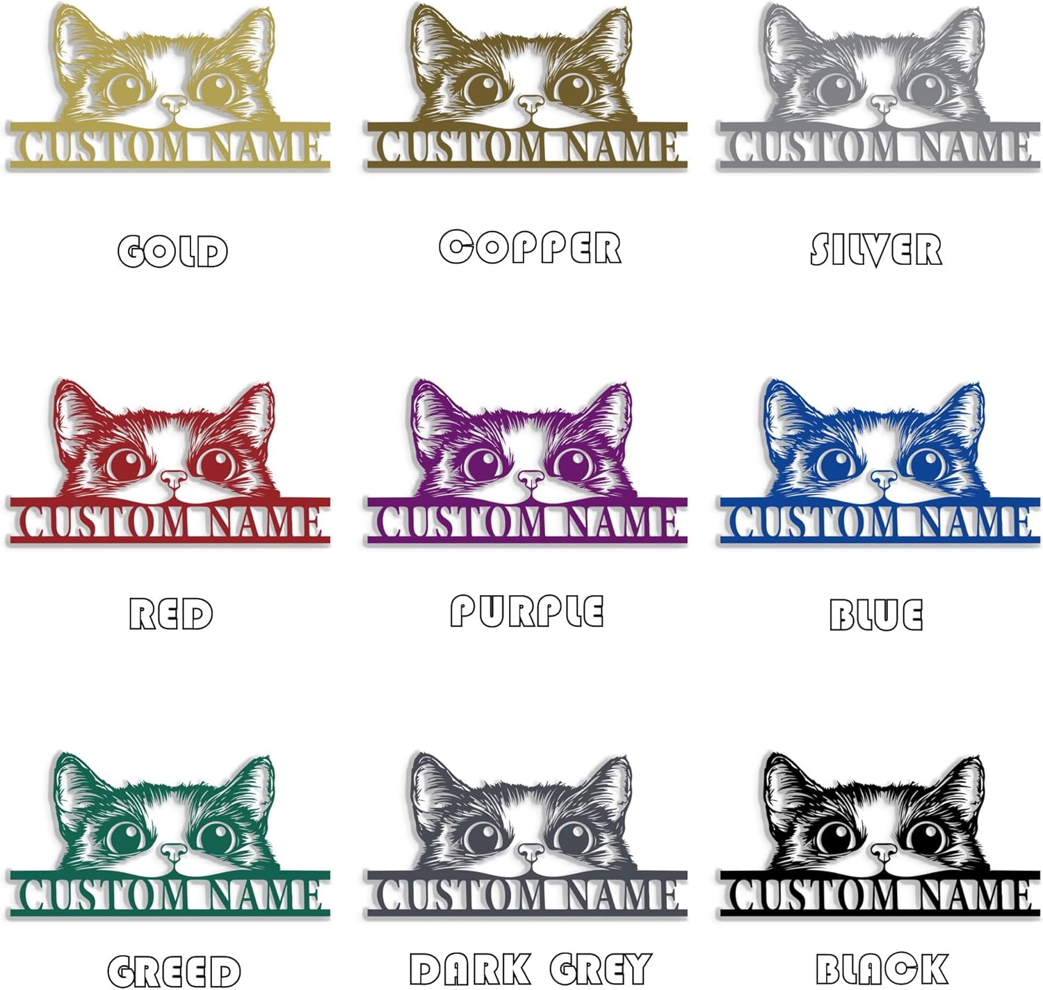 Personalized Cat Address Sign,Custom Metal Plaque with Name,Weatherproof Outdoor Door Number Sign for Cat Lovers,Garden Home Wall Decor