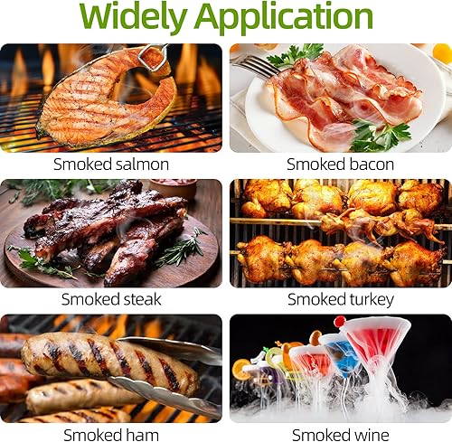 Miniatura 7 de Ahumador de astillas de madera para ahumar, 8 sabores de madera natural, incluyendo cereza, manzana, nogal, haya, pera, nuez, melocotón, roble,