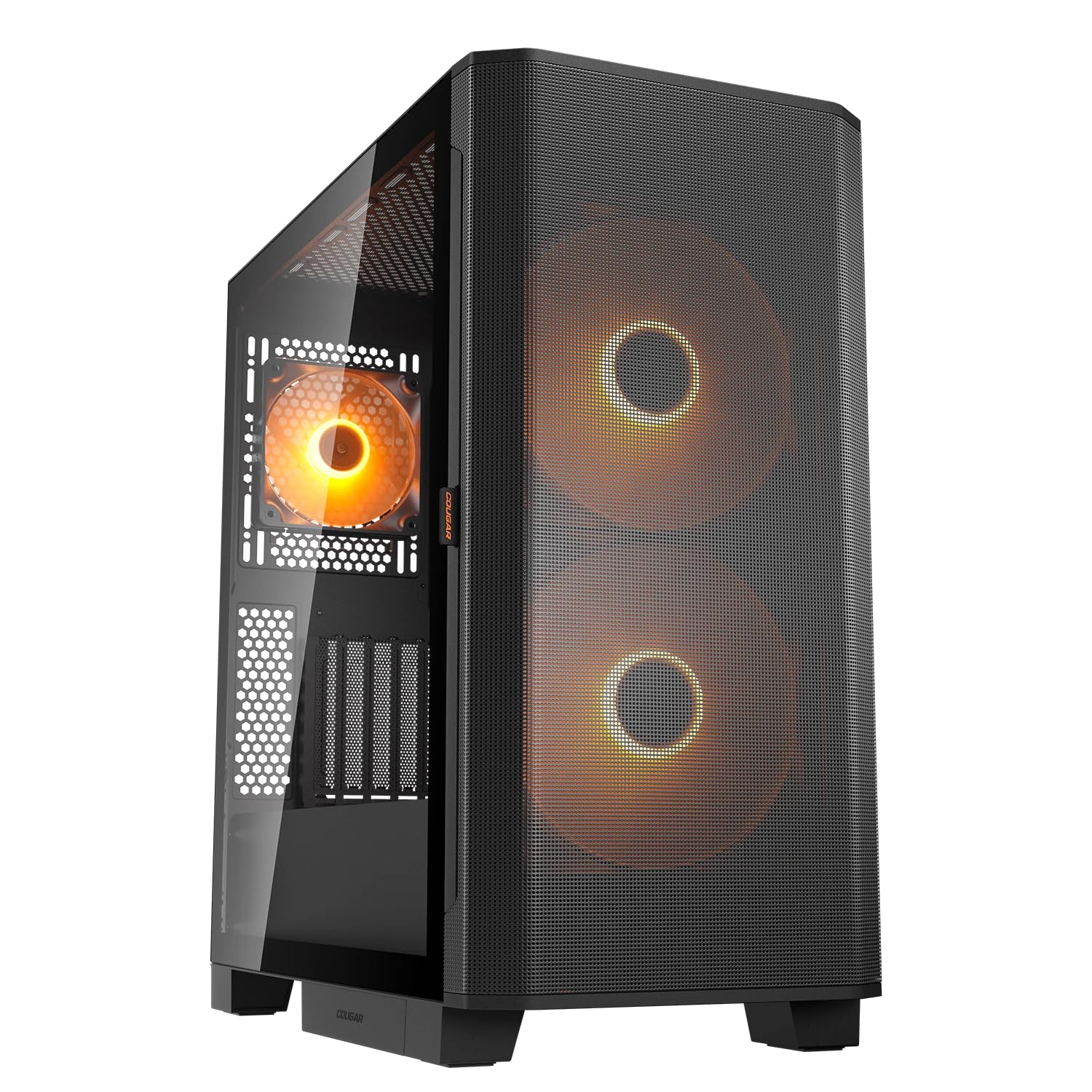 COUGAR Caja de torre media Airface Flow, máximo 10 ventiladores, 2 ventiladores frontales ARGB PWM de 180 mm, soporta hasta 360 mm AIO, enfriador de aire de 190 mm, filtro de polvo deslizante rápido