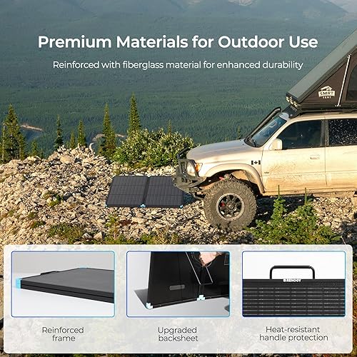 Miniatura 5 de Renogy Maleta de panel solar portátil de 100 W, 25% de alta eficiencia tipo N cargador solar plegable para estación de energía, duradero durante