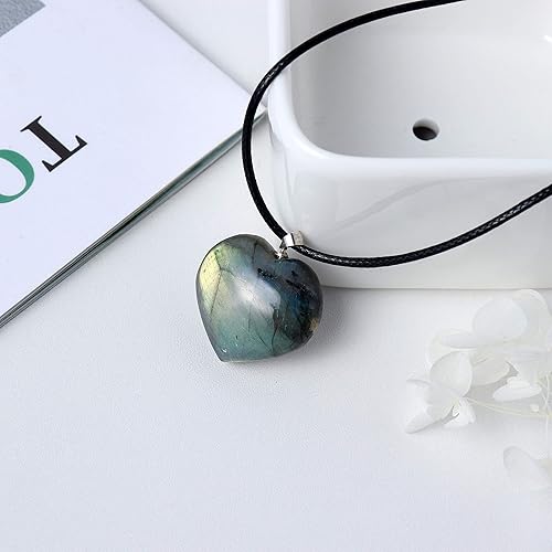 Miniatura 5 de Runyangshi Colgante de cristal de labradorita curativo natural, piedra lunar, piedra de palma, piedra pulgar, collar de energía Reiki, amuleto para