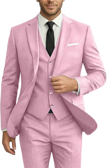 Men Suits 3 Pieces Set Slim Fit Wedding Suit Groomsmen Prom Suit Tuxedo Business Formal Casual Groom Suit Jacket Blazer Pants