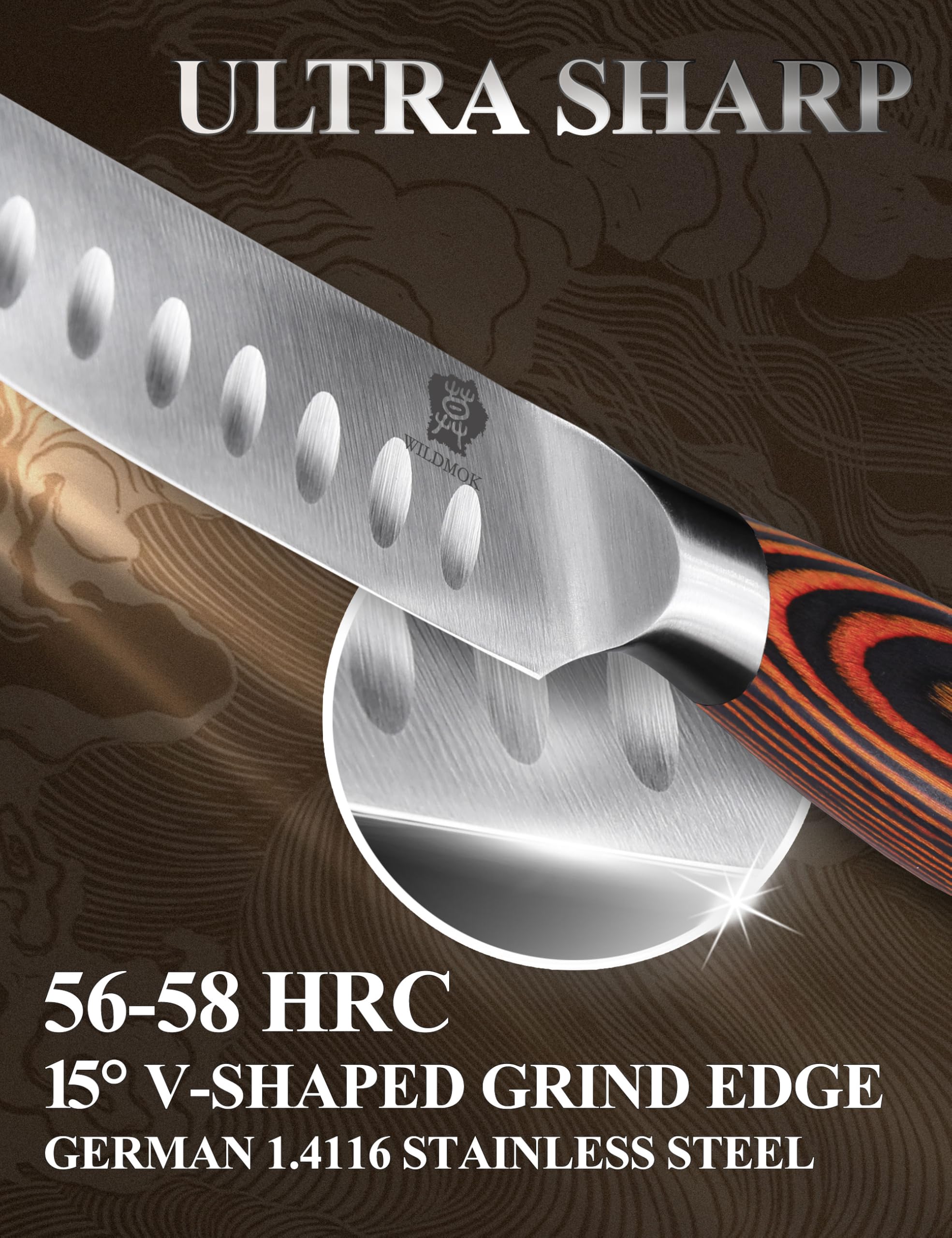 WILDMOK 4-teilig Steakmesserset 12,8cm Klinge aus Deutschem Stahl, Ergonomischer Griff Steakhouse Messerset