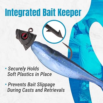 Reaction Tackle Tungsten Fish Head Jig Heads, Realistic 3D Eye Swimbait Jig Heads with Bait Keeper for Bass and Walleye, Freshwater and Saltwater Fishing (5-Pack)