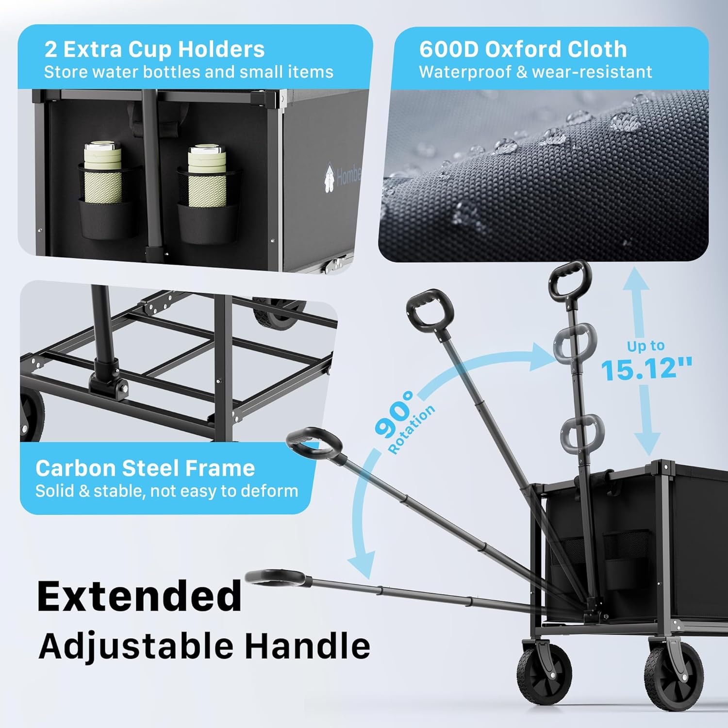 Collapsible Wagon Cart with Wheels, Lightweight Foldable Utility Cart,
