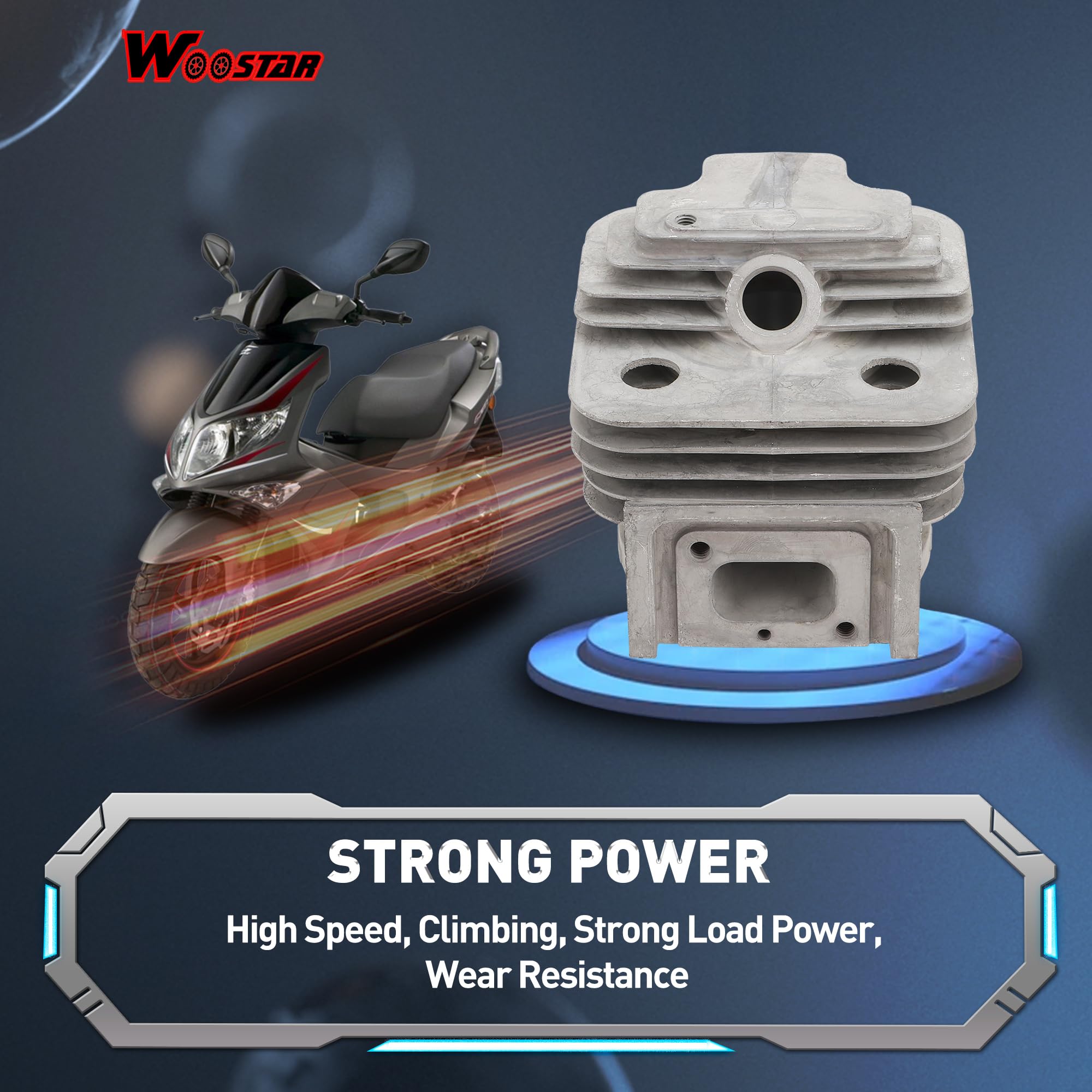 WOOSTAR 40mm Big Bore Cilindro con Pistón Kit y Juntas Reemplazo para 2 Tiempos 43cc 47cc 49cc Motor Gas Scooter Mini ATV Quad Pocket Bike