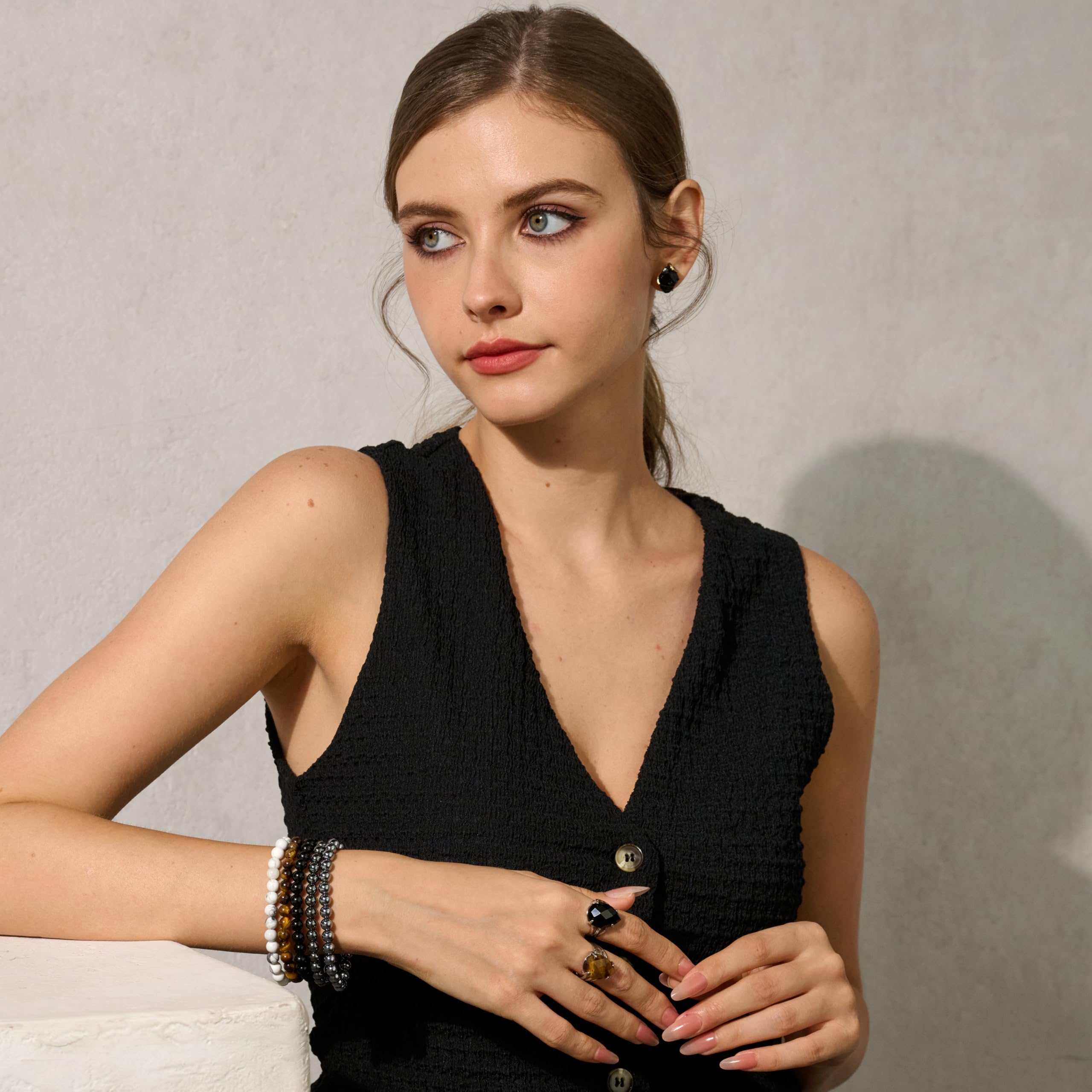 Bivei signora braccialetto perline 6mm semiprezioso cristallo naturale elastico elastico cristallo accessori regalo di yoga