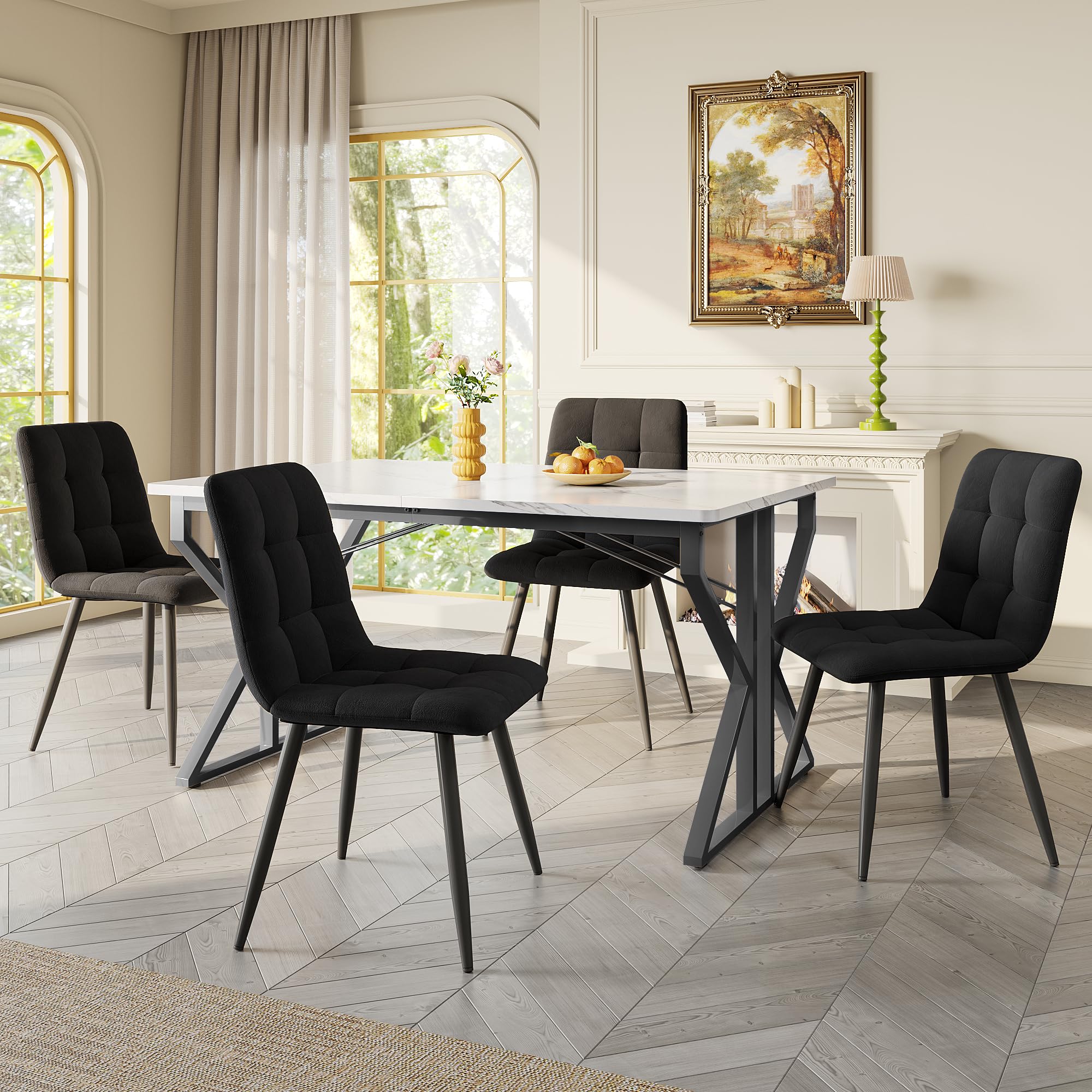 8 Tavolo da pranzo con gambe in metallo bianco e oro e piano in marmo - Cina Ristorante Casa Mobili dell'hotel, Sala da pranzo tavolo da Giardino