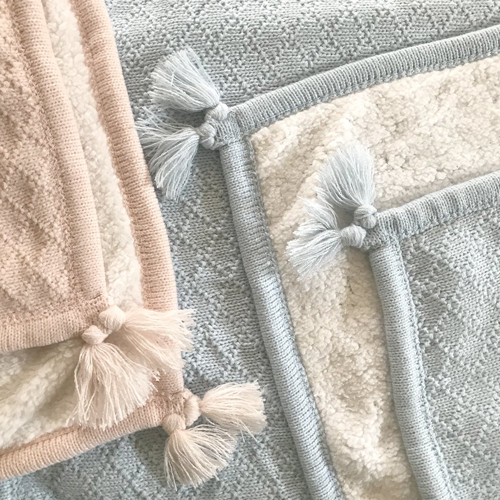Coperta per Bebè in Sherpa a Maglia a trecce Knoten 30 "x40 (Rosa Petalo)