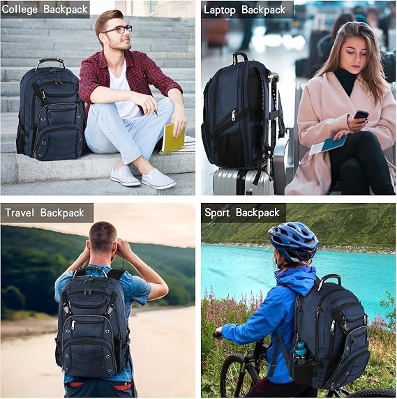 VECKUSON 18.4 Laptop Backpack for unisex, 60L Extra Large Gaming Laptops Back Bag,TSA Friendly Flight Approved and RFID Anti-Theft Pocket Heavy-duty Pack,21.3 * 15.7 * 11.8inch Blue