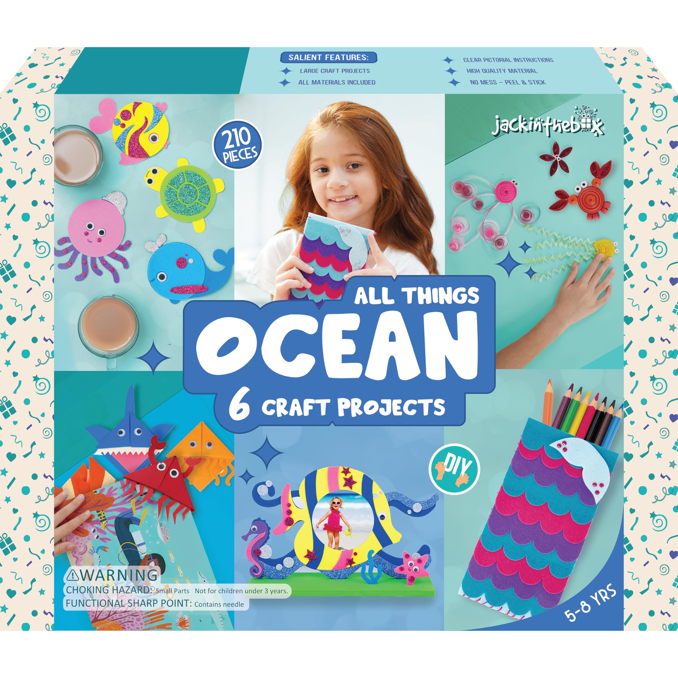 jackinthebox Under The Sea Themed Craft Kit | Includes Beautiful Felt Mermaid Sewing Kit | 6 Different Crafts-in-1 | Best Gift Girls Ages 6 to 10 Years (6-in-1)