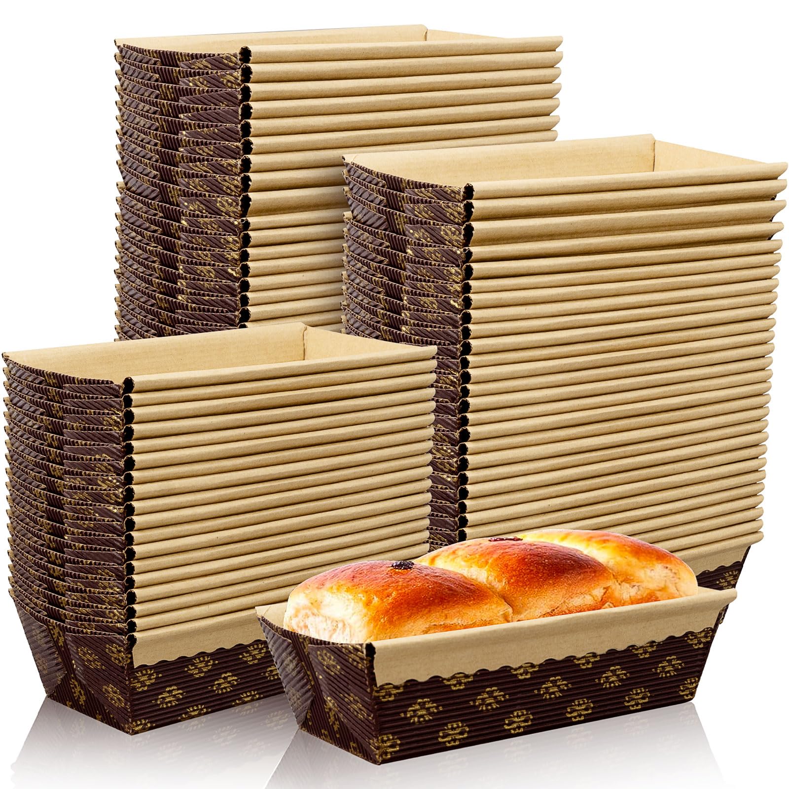 Einweg-Papier-Kastenformen, Einweg-Papier-Backform, Mini-Liner, Weihnachtsboxen, backbar, Kraftpapier für Brot, Kuchen, mikrowellen-, gefriergeeignet, 50 Stück