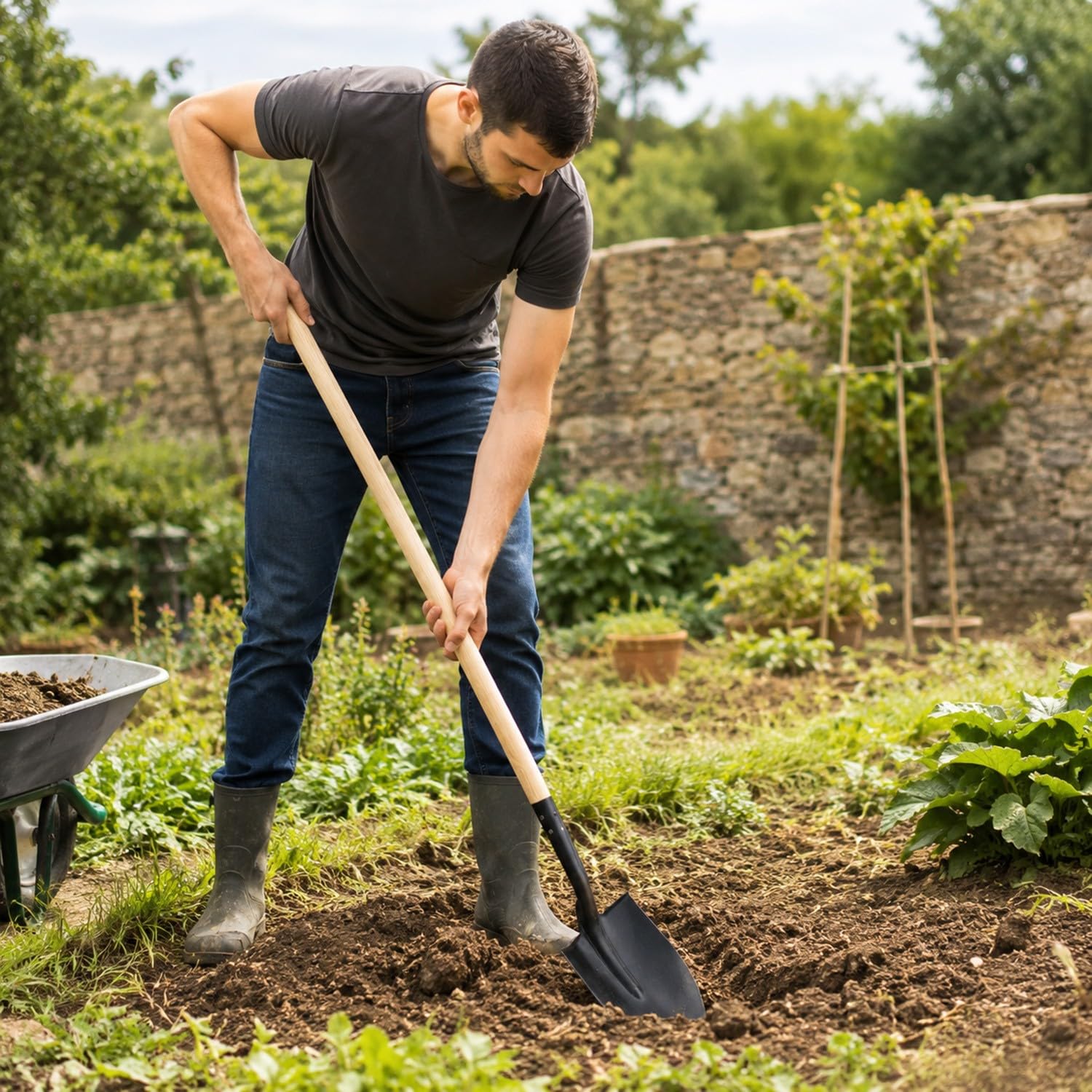Mon Mobilier Design OGROD Lot d'outils de Jardinage Pelle bêche + râteau + serfouette Panne et Fourche