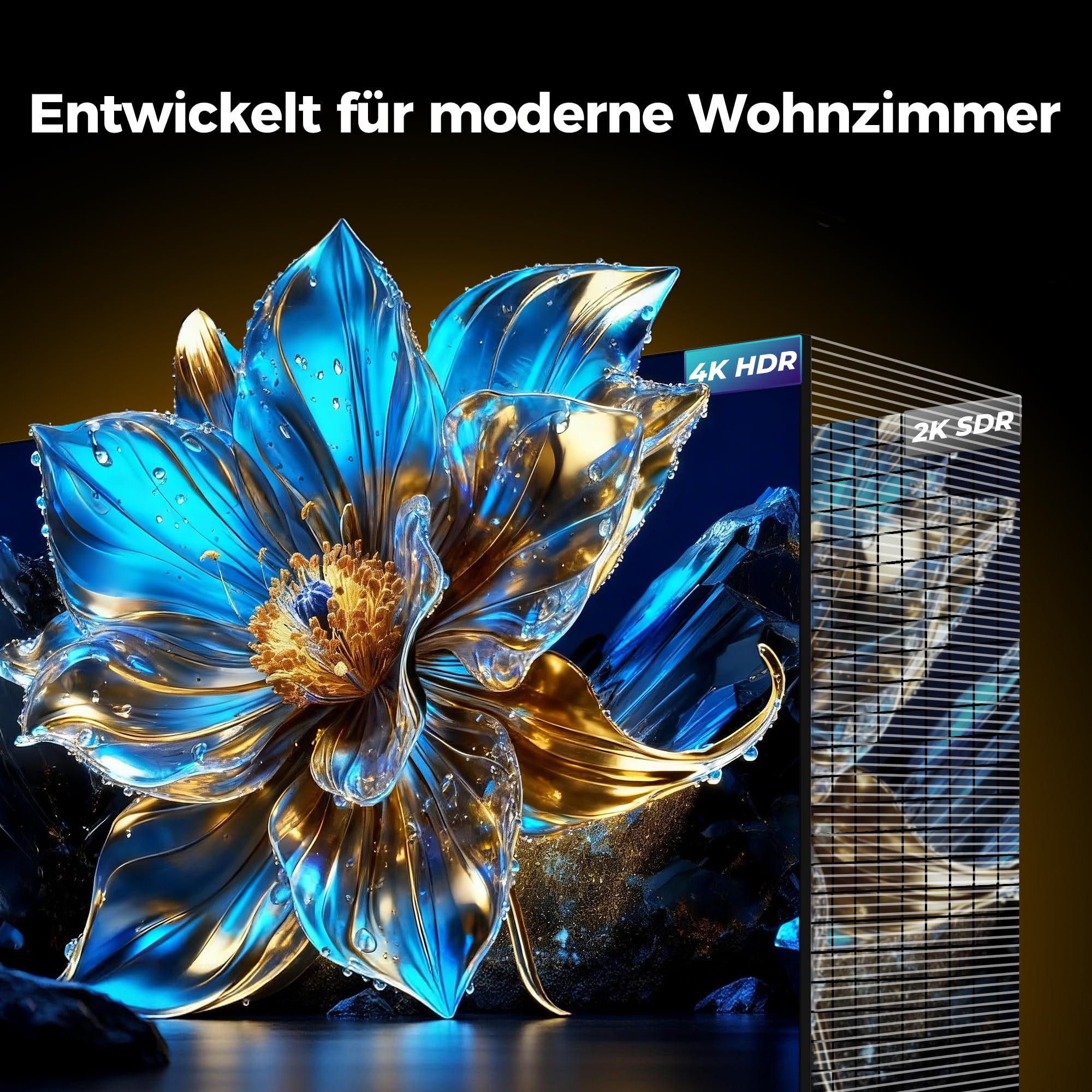 FPD Fernseher 55 Zoll Smart TV, 4K UHD mit Google TV & Google Cast, Dolby Vision und Atmos, HDR 10, MEMC für flüssige Bewegungen