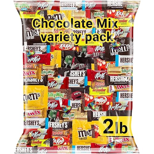 Chocolate Assorted Bulk Candy Variety Pack 2lb - Mini Chocolate Bars, Milk & Dark Chocolate Mix - Individually Wrapped Bulk Candy for Office Snacks, Party Favors and Bags - Trick or Treat Ready Mix for Halloween