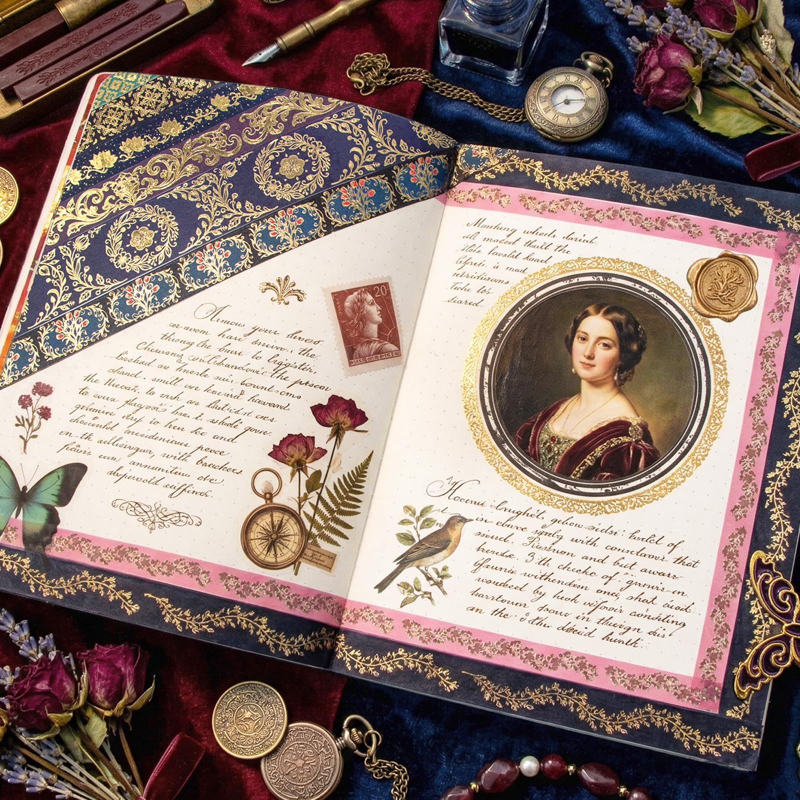 Gold Foil Washi Tape Set - Dark Academia & Vintage -6