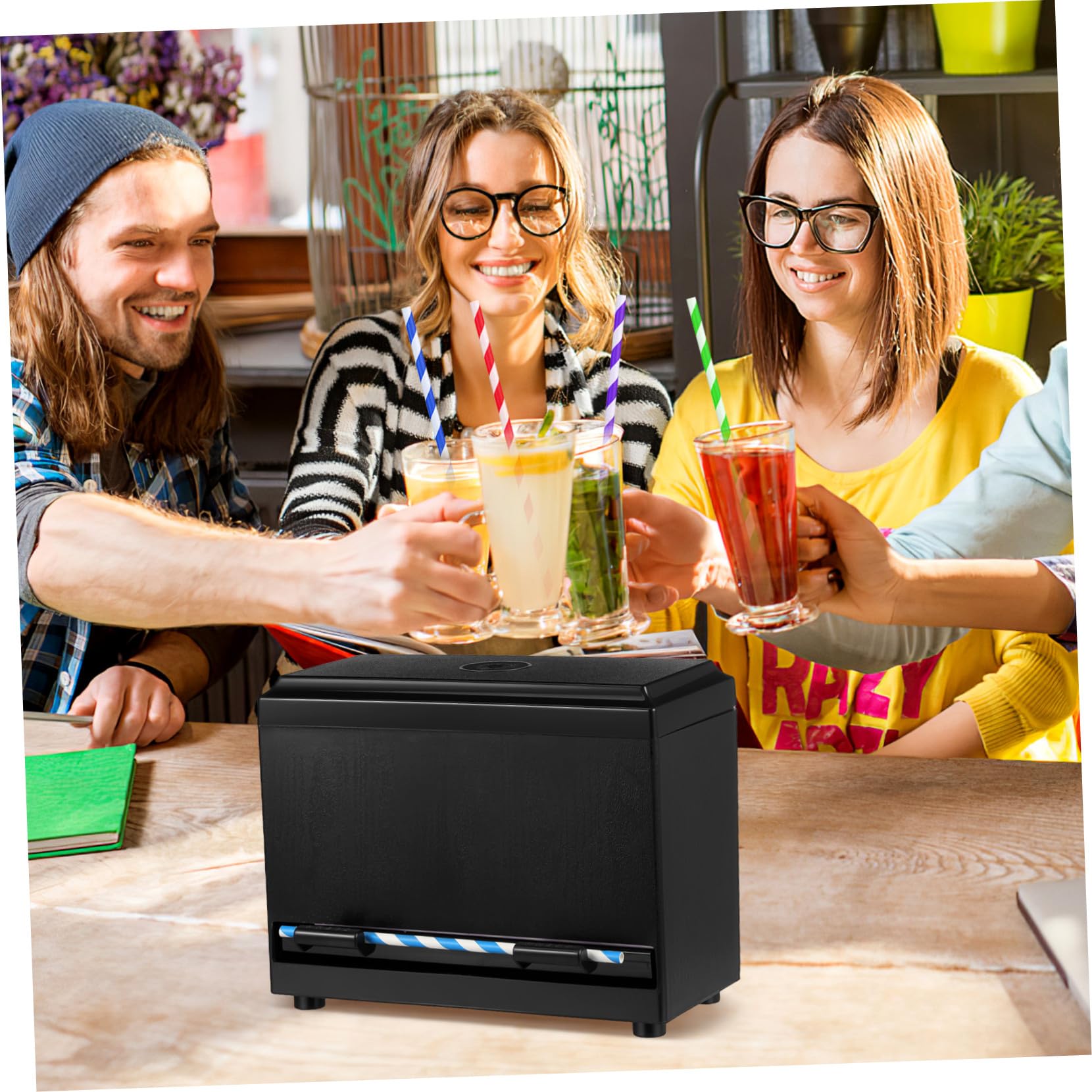 VICASKY 2 Stück Push Automatischer Strohhalmspender Praktische Aufbewahrungsbox für Trinkhalme Push Mechanismus Schnelle Ausgabe für Milchtee Cafés und Bars