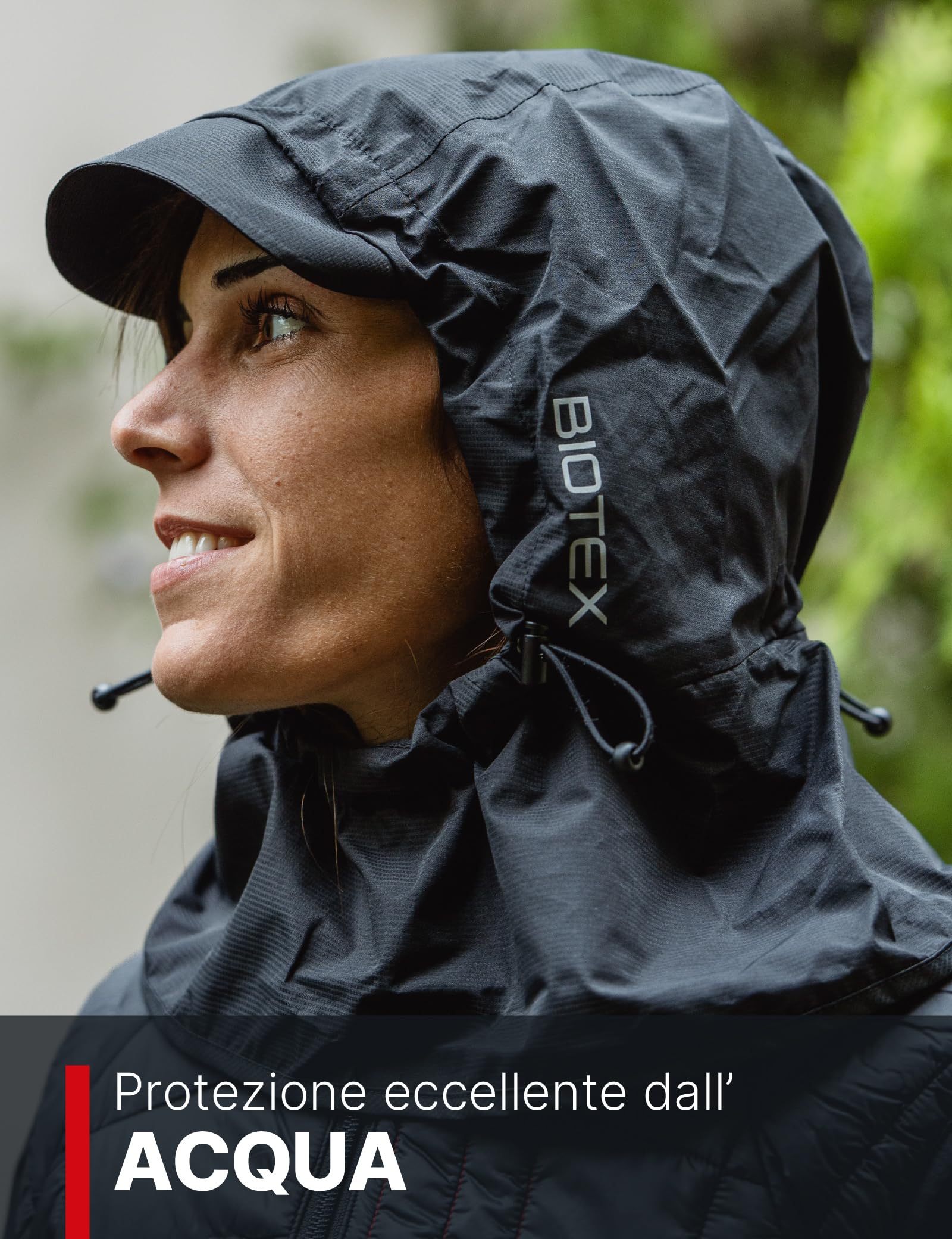 BIOTEX Capuchon universel BlockRain Unisexe, Anti-pluie et Coupe-vent, Idéal pour tout sport, Portable, Noir, Noir , Taille Unique