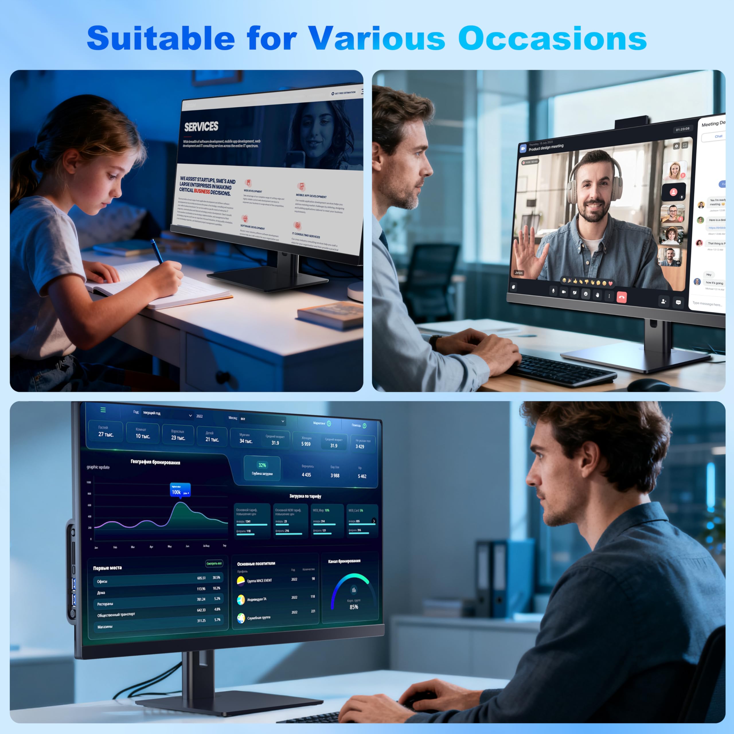Ordenador todo en uno de 27 pulgadas Core i7 (hasta 3,0 GHz) 512 GB SSD 16 GB RAM PC con pantalla giratoria, cámara web oculta, WiFi6 doble banda Bluetooth 5.3 - Ideal para teletrabajo, edición de