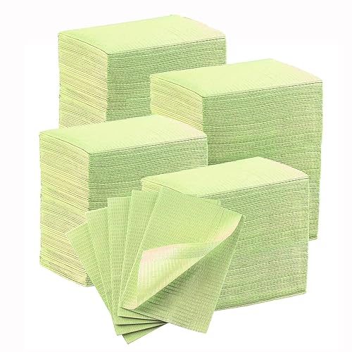 Miniatura 11 de JMU 50 Piezas Baberos Dentales, Baberos Dentales Desechables de 3 Capas Impermeables para Pacientes Cubiertas de Bandeja 13" x 18" Verde Verde,Negro