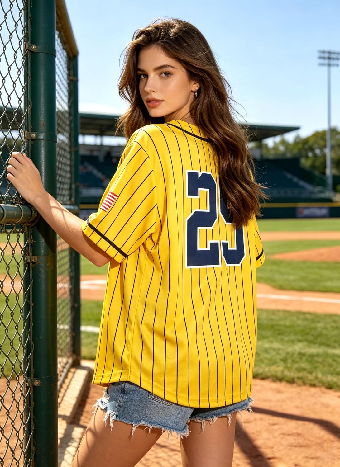 Baseball Jersey for Women Game Day Shirt Baseball Graphic Fan Number Tees Button up Short Sleeve Top