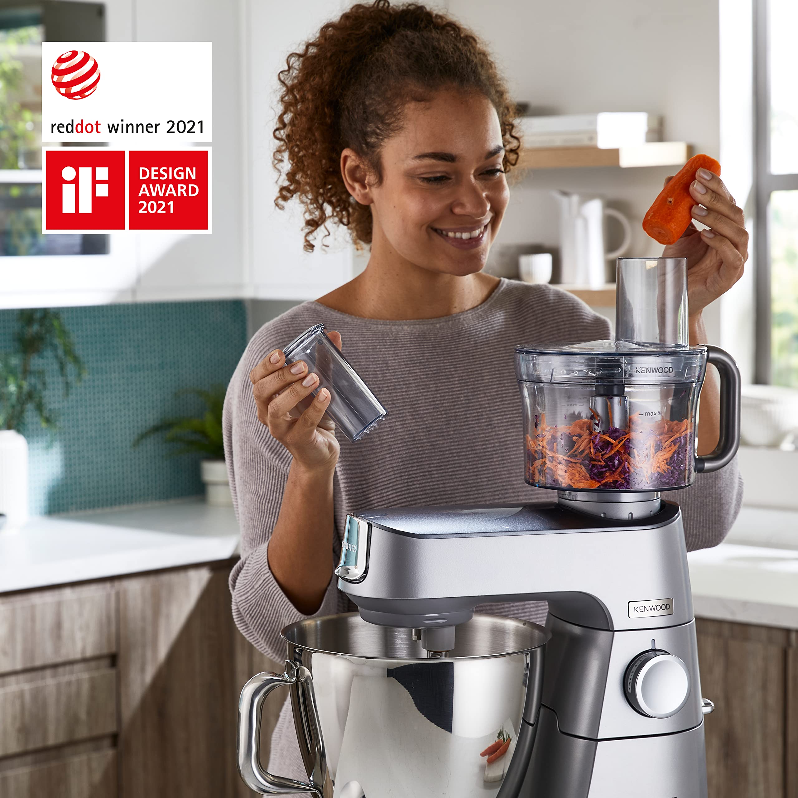 Kenwood Titanium Chef Baker XL KVL85.424SI Planetaria con Bilancia Integrata dotato con 3 utensili di miscelazione, Doppia Ciotola da 5L e 7L, Food Processor da 1,2L e Frullatore in vetro da 1,6L