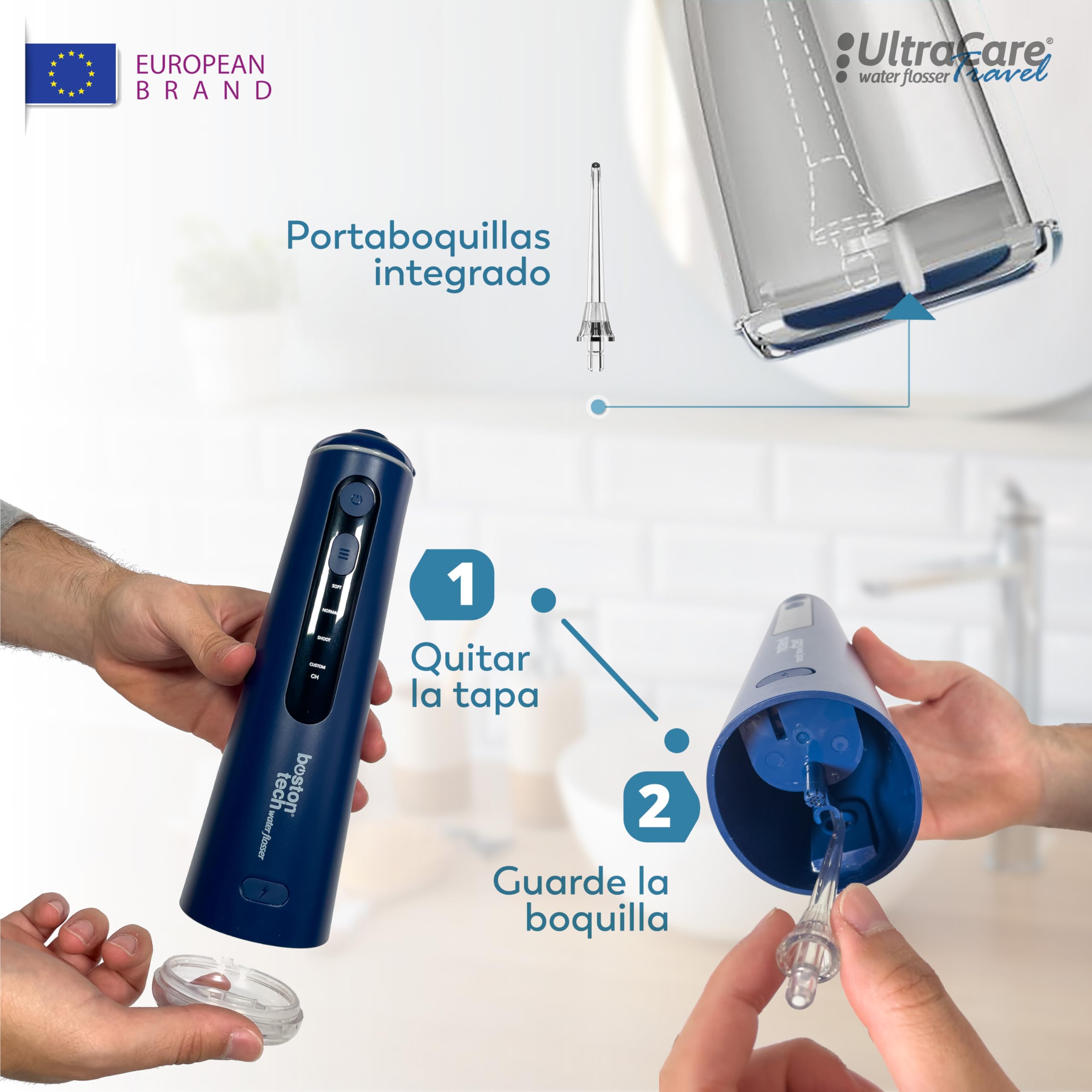 Aquapik Irrigador Bucal Portatil Inalámbrico Profesional 8 Boquillas 4 Modos IPX7 300ML USB-C Recargable