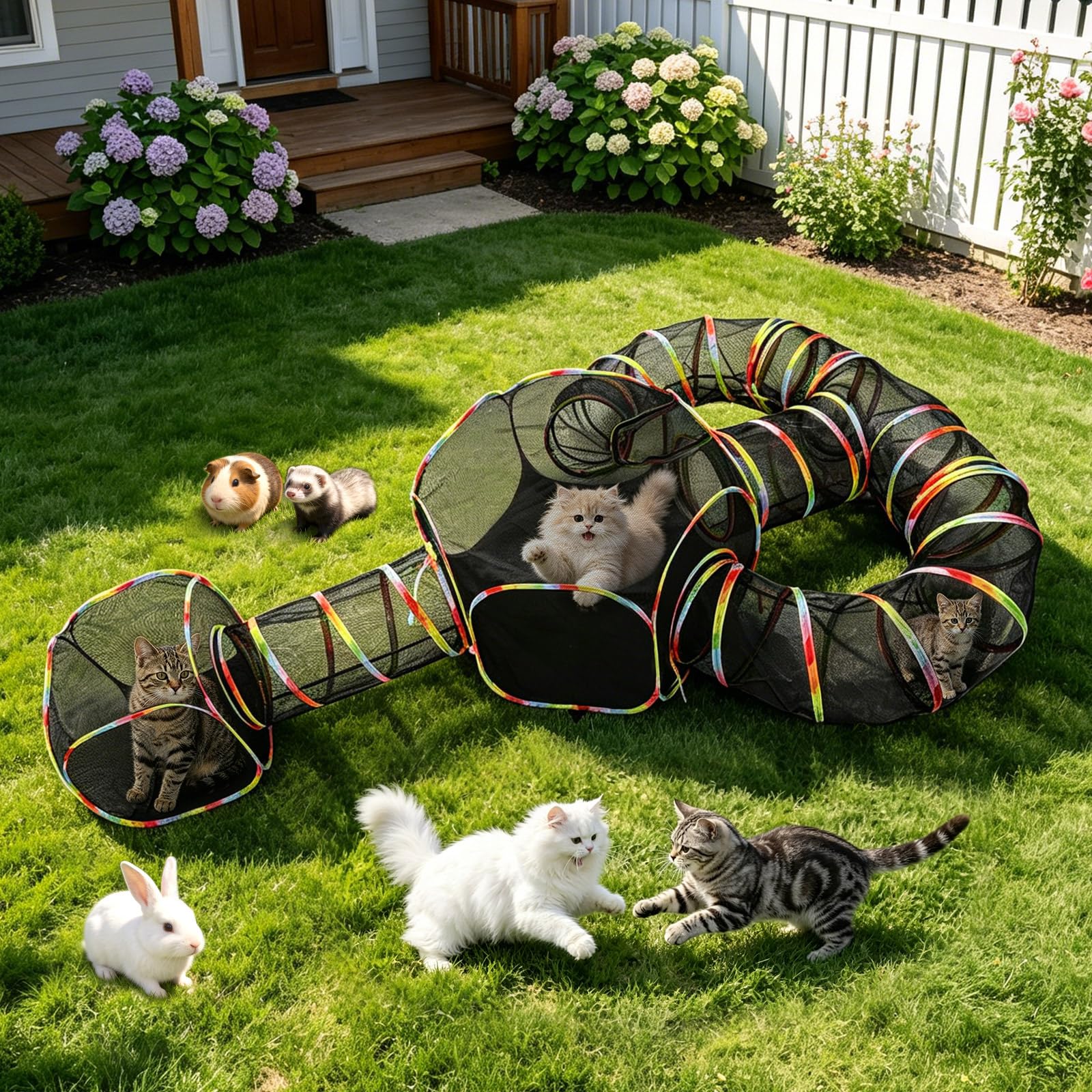 CypherX Outdoor Cat Enclosure,Portable Cat Tent with Tunnel Popup Catio