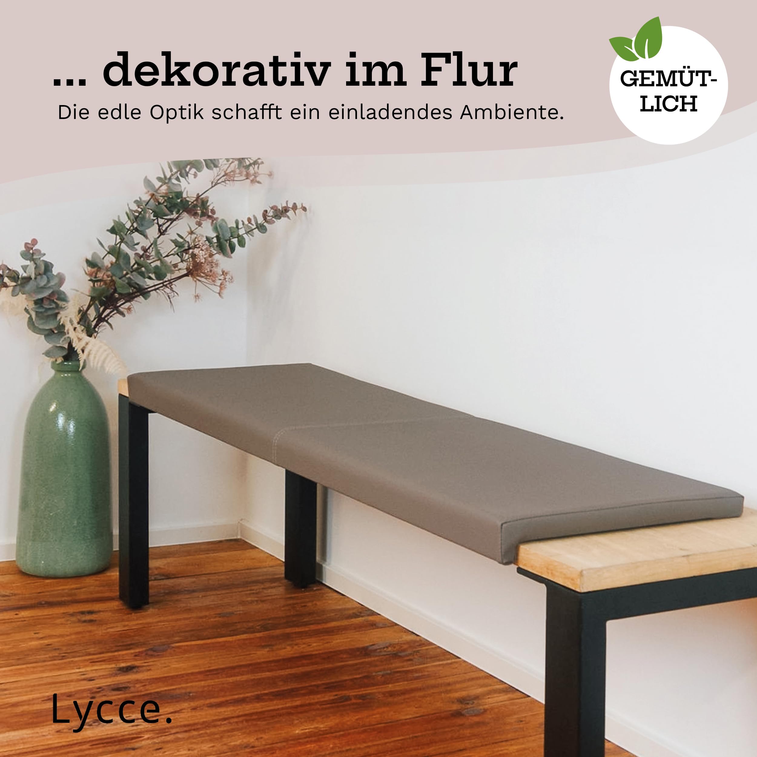Lycce Bankauflage/Klemmkissen1 L., 3-Sitzer Kunstl. Taupe, Bankt. ab 35cm