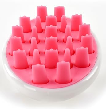 Zyllion Hair Shampoo Brush and Scalp Massager Care for Dandruff Removal, Scrubber, Hair Growth and Exfoliator with Flat and Pointed Soft Silicone Bristles for Women and Men - Pink (ZMA-12-PK)