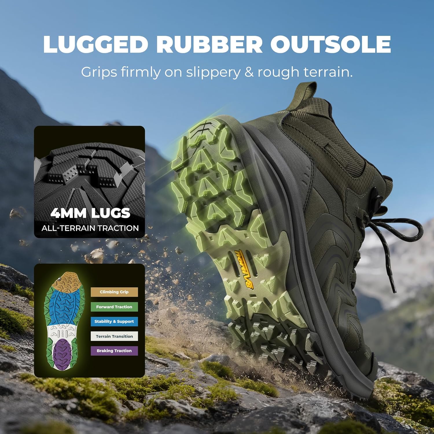 NORTIV 8 Men's Waterproof PRO Hiking Boots Lightweight Outdoor Trekking Camping Climbing Shoes for All Day Comfort Armadillo FieldLite - Image 7