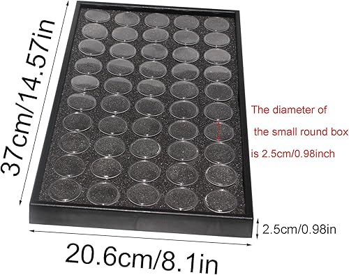 Miniatura 3 de MIAO JIN Escaparate de tarros de gemas de espuma negra, bandeja de exhibición desmontable negra para coleccionables, 50 rejillas de pintura de