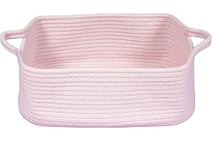 Rectangular Pink Woven Storage Basket for HalloweenDecor