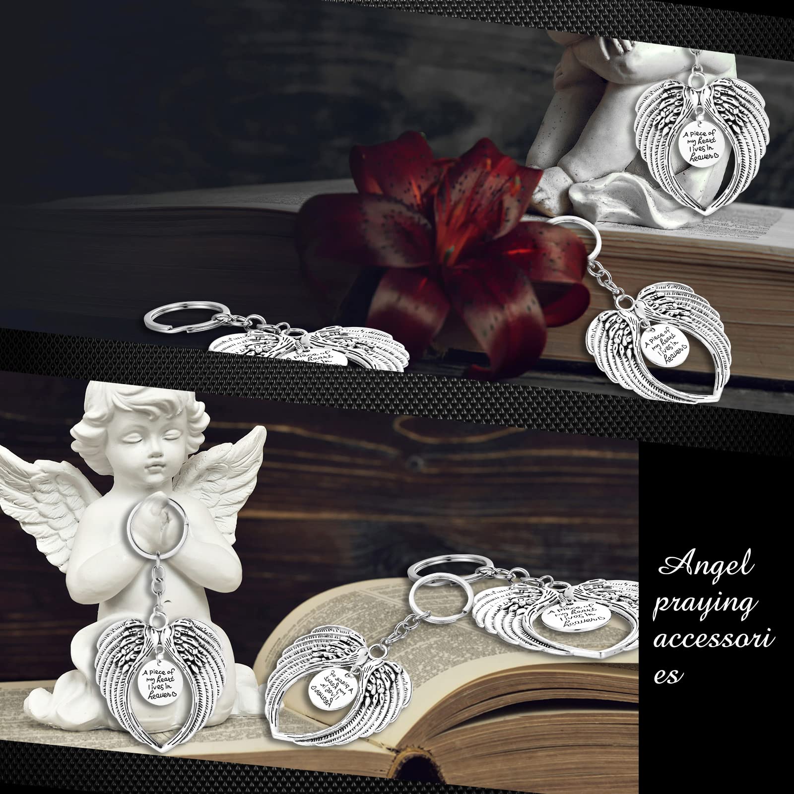 Angel Wing Keychain – "I Have An Angel In Heaven I Call Her Mom" Memorial Gift, Stainless Steel, 19mm X 22mm Charm - View #2
