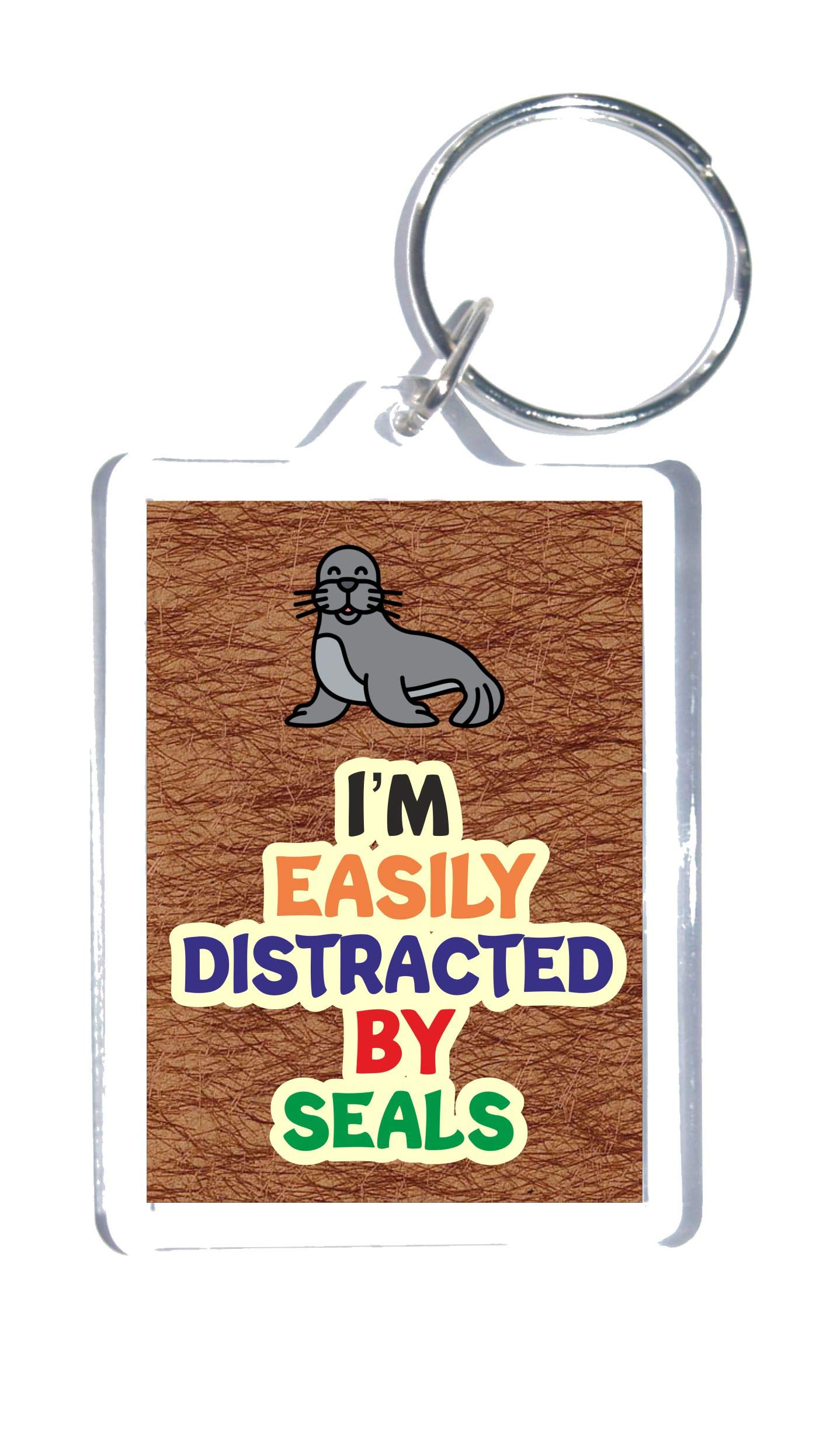 Fun Animal Lover Gift – I'm Easily Distracted By Seals – Novelty Keyring