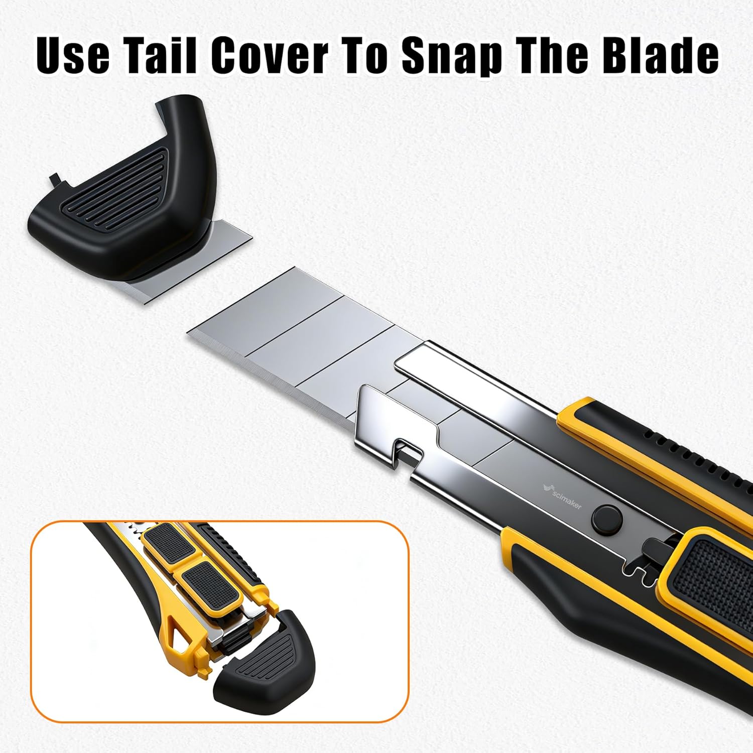 2-In-1 Safety Utility Knife 2 Pack Heavy Duty Retractable Box Cutter Set with 4 extra Wide 25mm Razor Sharp Blades for Cardboard, Boxes, DIY Crafts