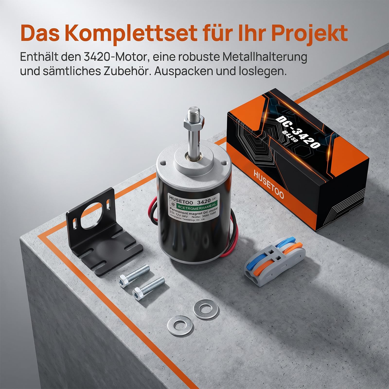 12V/24V DC Motor 30W mit 38mm Gewindewelle | 3500/7000 RPM Permanentmagnetmotor | Leiser Elektromotor für DIY & Generatoren,inklusive Motorhalterung