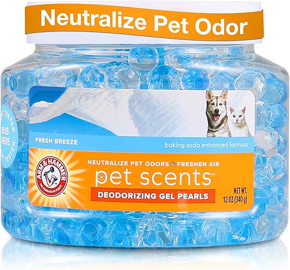 Arm & Hammer for Pets Air Care Pet Scents Deodorizing Gel Beads in Fresh Breeze | 12 oz Pet Odor Neutralizing Gel Beads with Baking Soda | Air Freshener Beads for Pet Odor Elimination (FF12689)