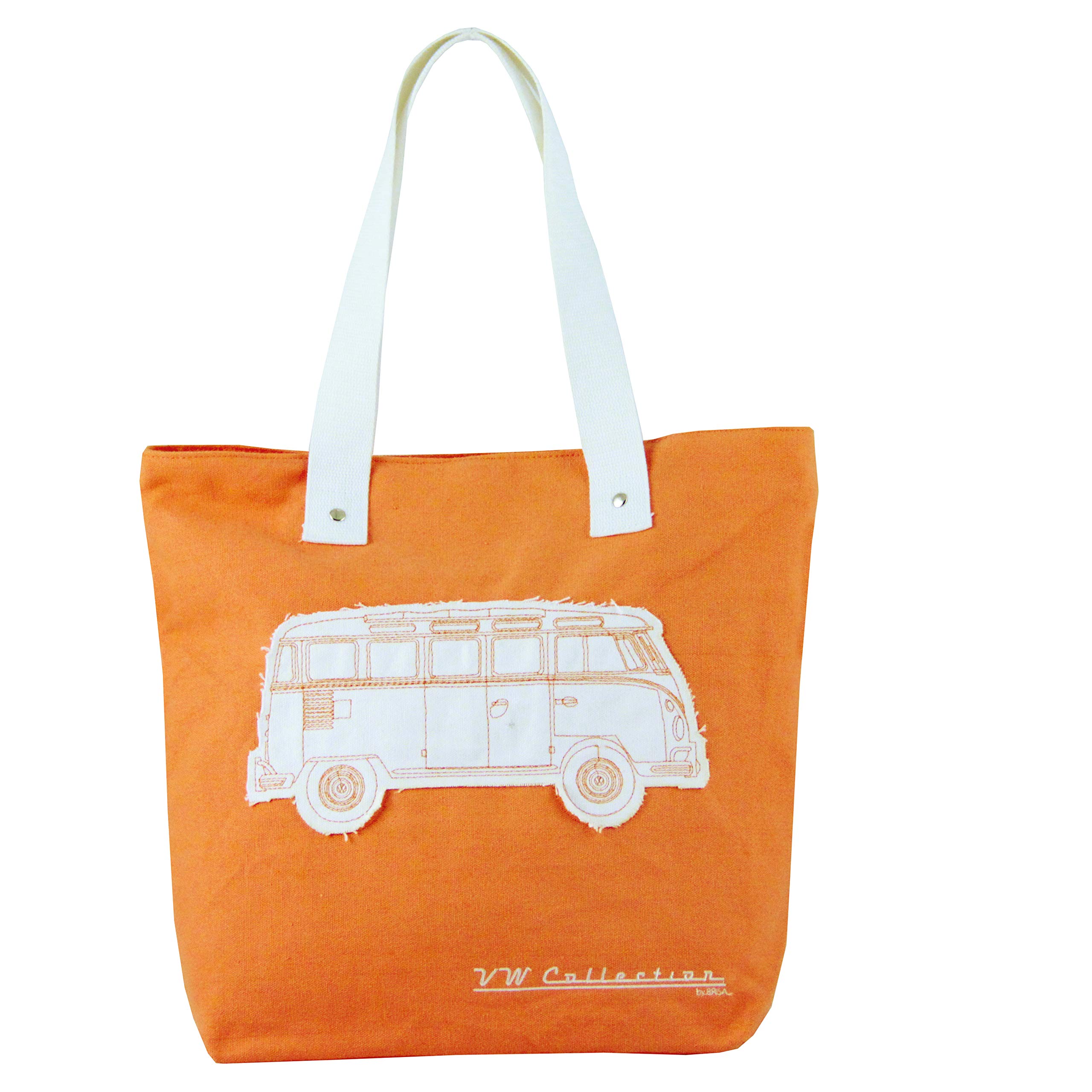 BRISA VW Collection - Volkswagen Reusable Canvas Shopping Bag Beach Bag with T1 Bulli Bus Motifs