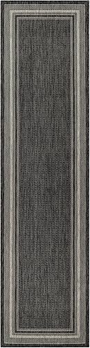 Vista 461 de Unique Loom - Colección Outdoor Border - Tapete para exteriores de borde suave - 5 pies 3 pulgadas x 8 pies, rectangular, azul/marfil azu/marfil