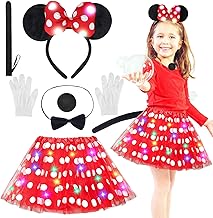 Aitsite Minnie Mouse Costume Girls, Luminous Kids Minnie Costume, LED Tutu Tulle Skirt, Minnie Costume Girls, Tutu Skirt with Minnie Headband