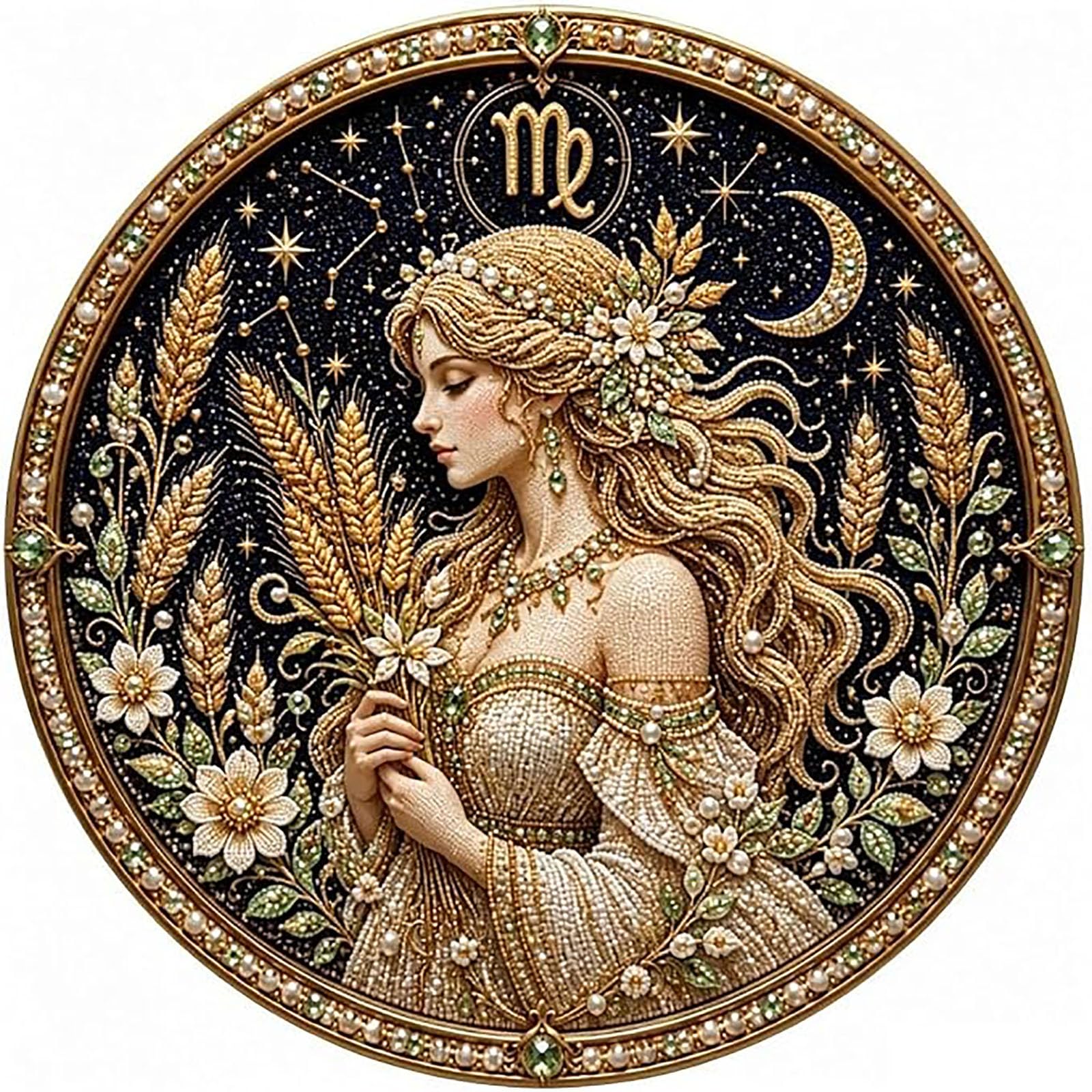 WEIWOGU 12 Zodiac Signs Pearl Art Kit, Astrology Diamond Painting (#F)