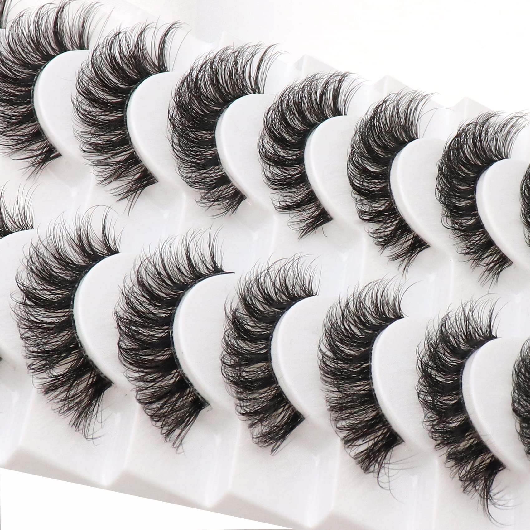 Veleasha Russian Strip Lashes with Clear Band Looks Like Eyelash Extensions D Curl Lash Strips 10 works Pack (DT05) - Image 4