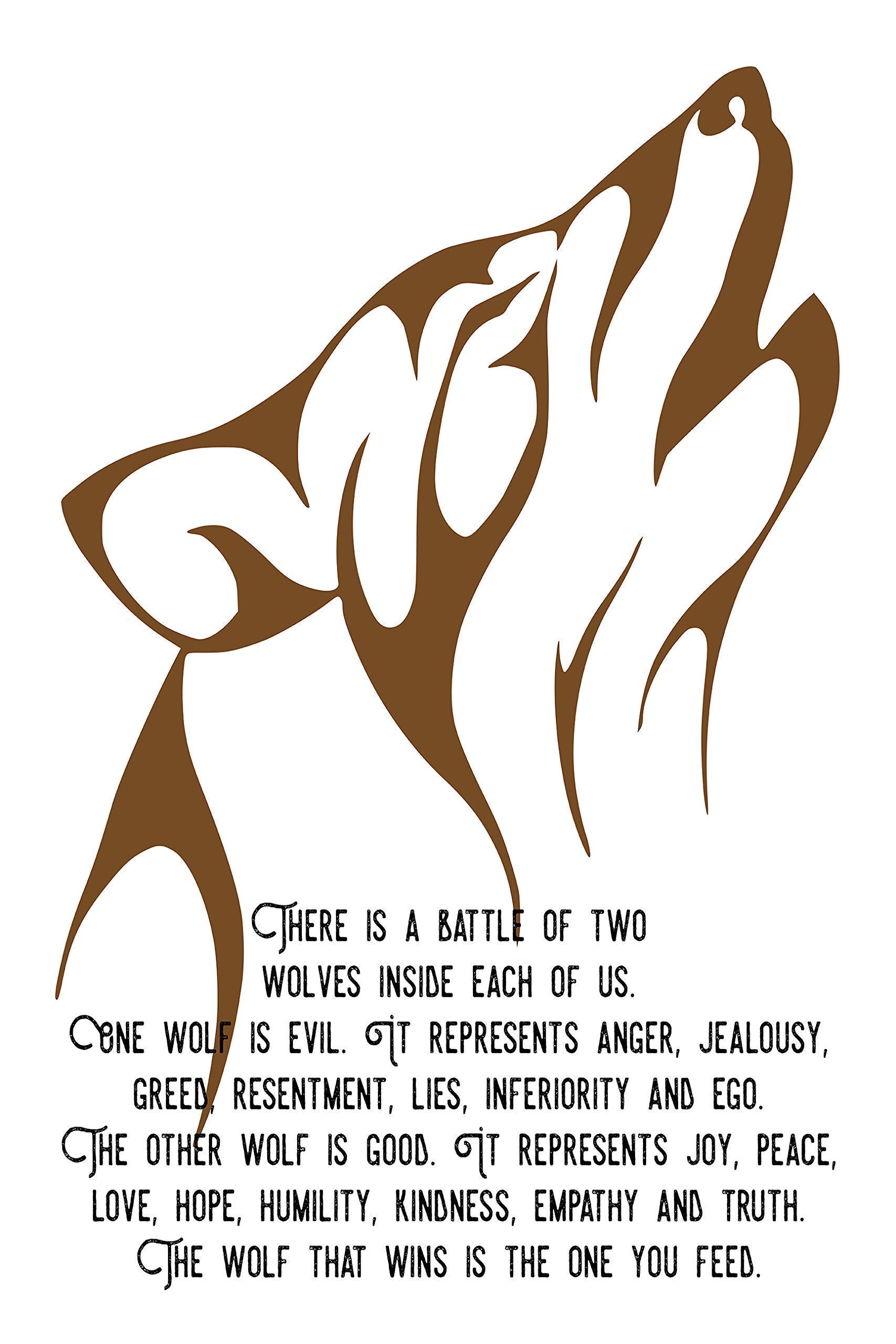 Motivational quote "The wolf you feed" unframed poster or print