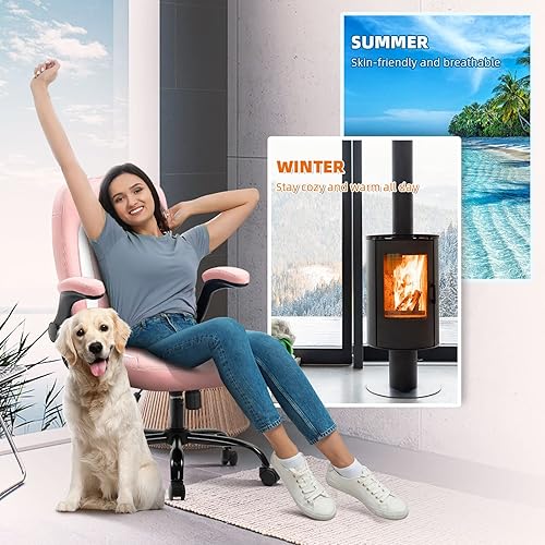 Miniatura 7 de Silla de escritorio ergonómica silla de oficina con soporte lumbar sillas de escritorio con ruedas y reposabrazos abatible silla de computadora